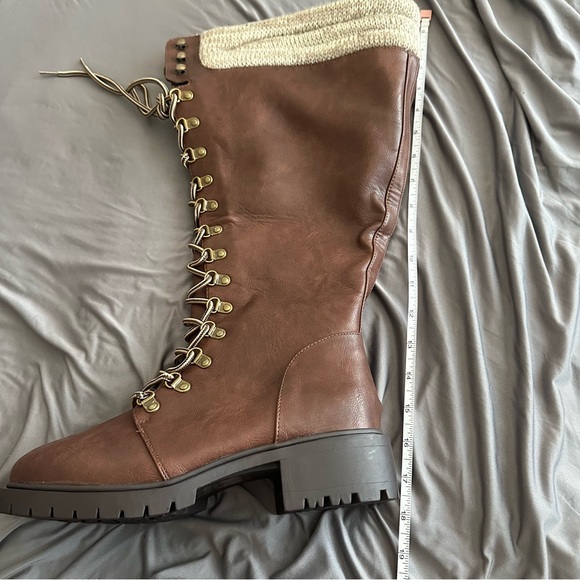 NIB Torrid (Wide Calf) Brown Lace-Up Combat Boots - Picture 6 of 11